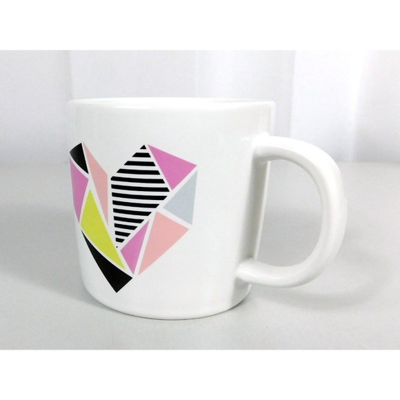 Caribou Coffee Geometric Heart White Coffee Mug All HEART 2016 Ceramic 12 oz - Picture 3 of 10